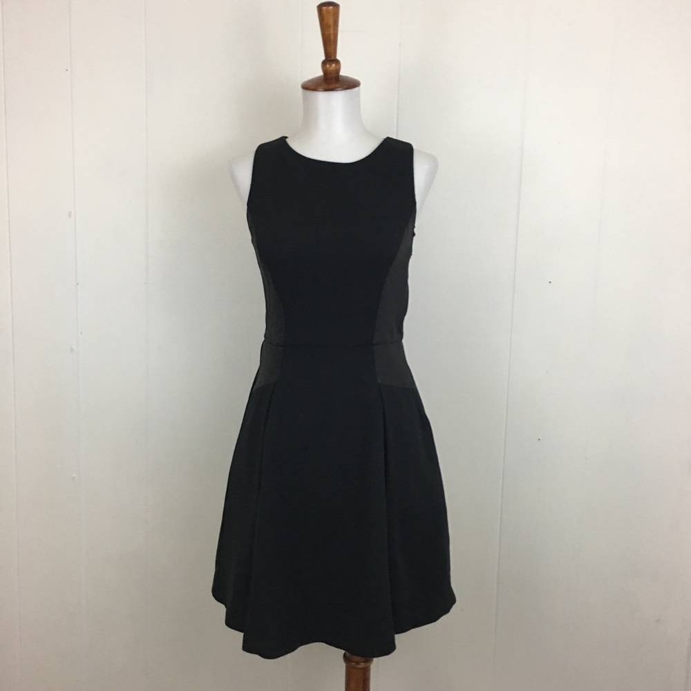 Club Monaco Leather Crew Neck Skater Dress